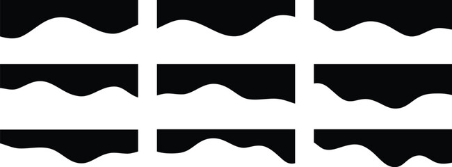 Curved background section and frame template. Curved border shape, dividers Shapes for website design