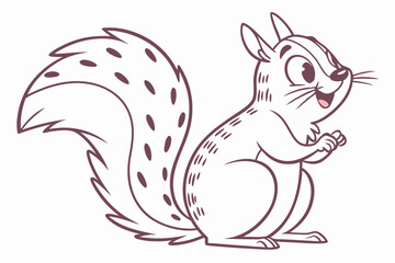 Happy Cartoon Squirrel Standing on White Background in