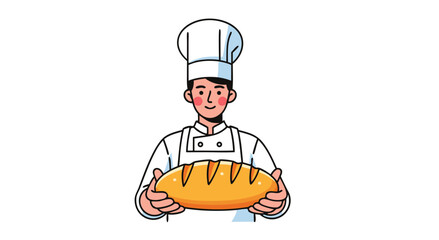 Baker Vector Illustration &ndash; Bread Maker Holding Fresh Loaf