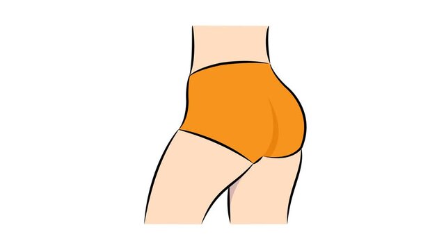 D2 Animation Transformation of a Woman's Lower Body, Before and After Corrective Treatment and Daily Posture Routine Exercises, around the stomach, hips, buttocks, thighs, and legs. 2D Render