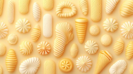 Abstract Butter Shapes: Artistic Arrangement of Creamy Yellow and White Forms