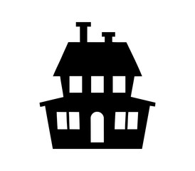 Black silhouette of a house with chimneys. house icon vector