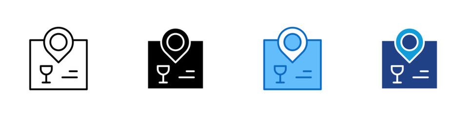 Package Location Multiple Style Icon Design Vector - Package box with a location pin symbol, representing delivery tracking and logistics