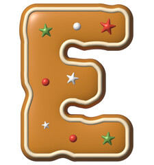 Festive Gingerbread Cookie Font with White Glaze and Colorful Holiday Sprinkles E