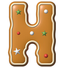 Festive Gingerbread Cookie Font with White Glaze and Colorful Holiday Sprinkles H