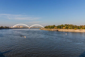 Fototapeta premium Zezelj Bridge on Danube river in Novi Sad, Serbia