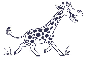 Joyful Giraffe Cartoon Vector, Cheerful Wildlife Animal Design with Spots on White