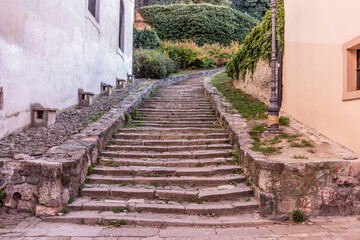 Steps to Petrovaradin Fortress in Novi Sad, Serbia