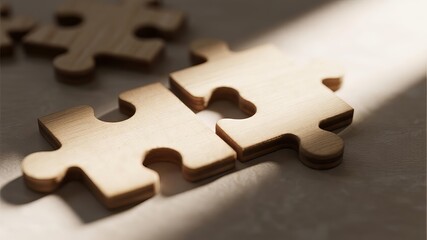 Abstract Concept of Business Strategy with Interlocking Puzzles in Warm Tones, Symbolizing Collaboration and Solutions