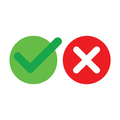 Green checkmark and red cross icons on white background