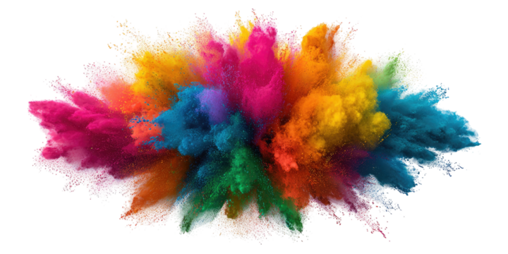 Exploding colors, a vibrant burst of powder pigments