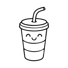 Soft drink cup coloring page with straw.