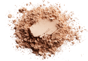 Light brown powder pile, a scooped-out area visible