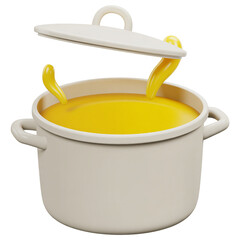 cooking pot of soup 3d render icon 3d Vector icon