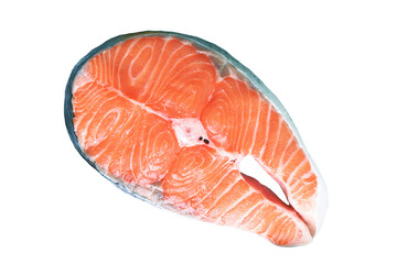 Raw salmon steak isolated