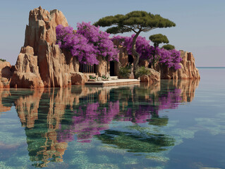 flower bed in the lake