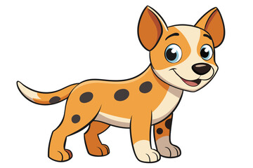 Obraz premium Smiling Cartoon Dog with Spots and Blue Eyes on White Background Isolated