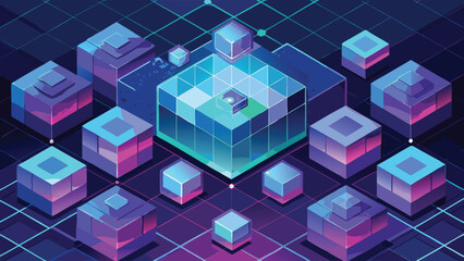 Abstract 3d isometric cubes with geometric design and gradient colors suitable for digital design and technology