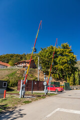 Old barriers at a railway crossing in Mokra Gora, Serbia