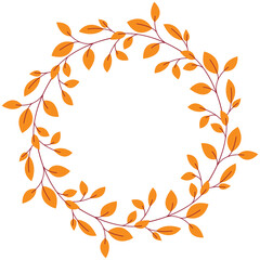 Round frame of autumn branches with leaves. Round wreath of fallen leaves with space for text. Natural frame of leaves, vector element. © Iry