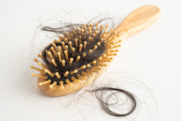 Hair loss fall with comb bush serious problem health, beauty and cosmetic.