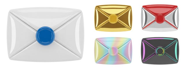 Stunning collection of luxury envelopes with vibrant seal accents, perfect for premium invitations and exclusive correspondence conveying elegance and importance.