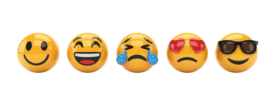 Expressive emoji faces capturing joy, laughter, sadness, love, and coolness perfect for digital communication and creative projects - Powered by Adobe