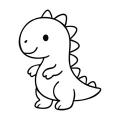Fototapeta premium Cute dinosaur coloring page illustration for children.