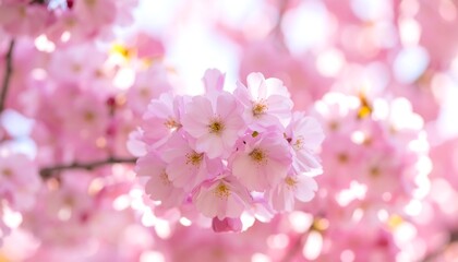 Obraz premium Close-up of delicate pink cherry blossoms