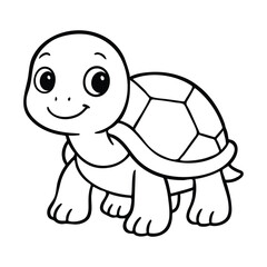 Cute turtle coloring page for kids and printable use.