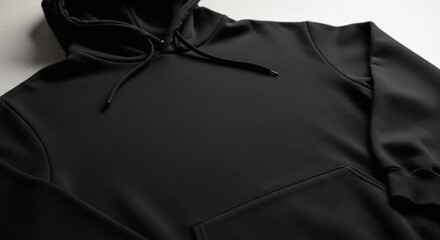 Cozy Black Hoodie Comfortable Casual Wear with Adjustable Drawstring Hood and Kangaroo Pocket for Everyday Style and Warmth