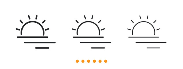 Sunrise icon. Thin line icon vector