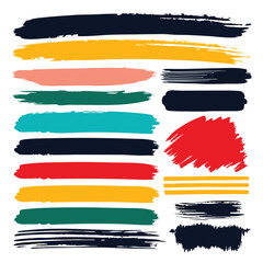 Obraz premium Vibrant colorful brush strokes on white background for creative design