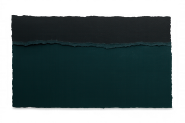 Black and green ripped paper with copy space creating a textured and layered effect on a transparent background