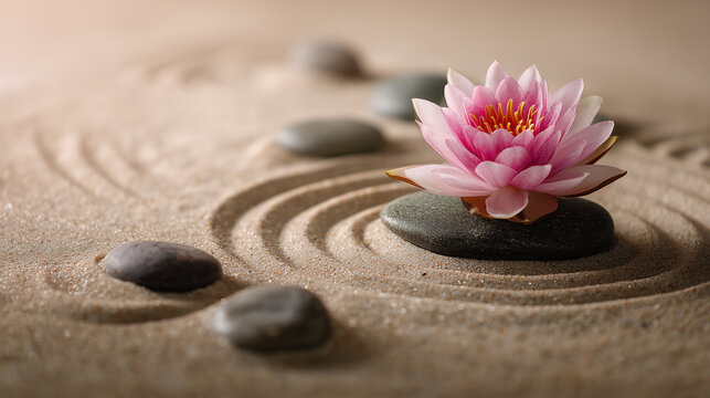 zen stones and flower - Powered by Adobe