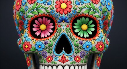 Naklejka premium A Colorful Day of the Dead Sugar Skull