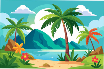 Obraz premium tropical island with palm trees and sea