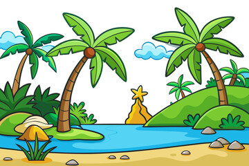 tropical beach with palm trees