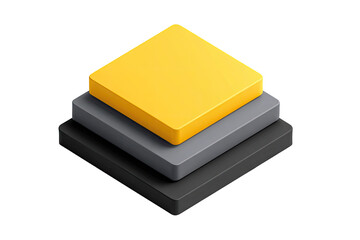 Three-dimensional stacked squares in yellow, gray, and black