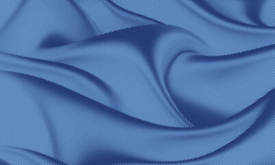Smooth blue silk background, Elegant satin fabric dotted halftone texture.