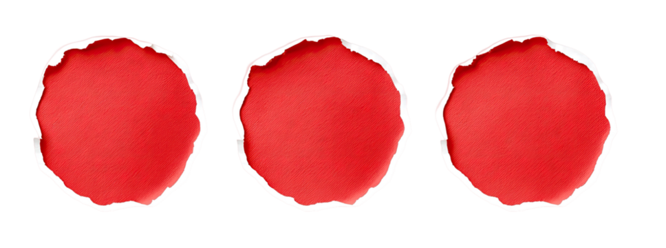 Three red circles with irregular edges on a black background