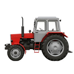 Obraz premium red tractor isolated on white background