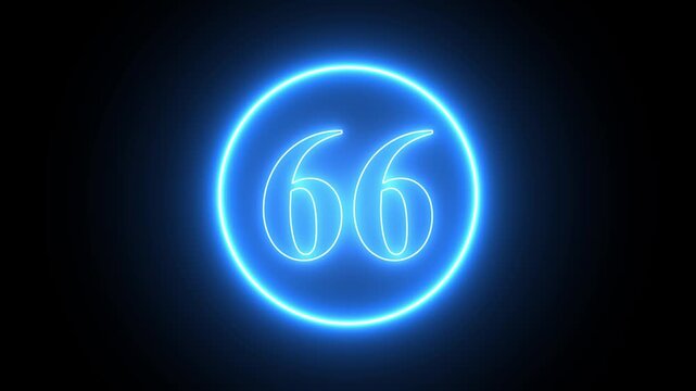 neon text 66 number countdown icon background 4k animation.