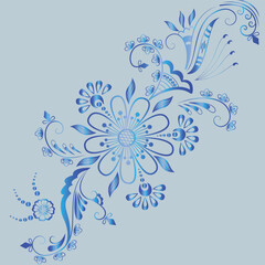  A beautiful gradient blue floral vector with delicate flowers, set against a simple background.