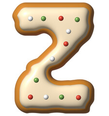 Festive Gingerbread Cookie Font with Vanilla Glaze and Holiday Candy Sprinkles Z