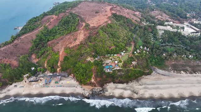 drone shot of chapora fort in goa,india 