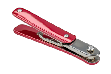 Red and silver tool, likely a specialized stapler or binder tool