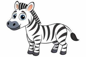 Standing Zebra with Bold Cartoon Style on White Background