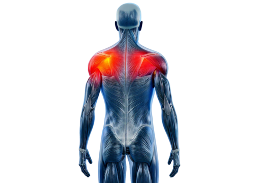 Anatomy - Inflamed Latissimus Dorsi. isolated on transparent or white background