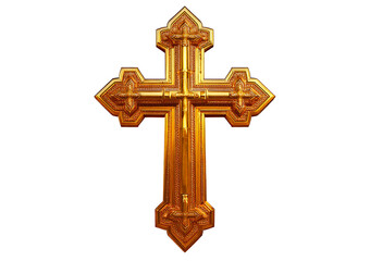 Golden crosses isolated on a transparent or white background